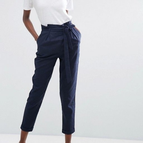 GAP Denim - Dark Wash Chambray Tie Waist Paper Bag Pants
